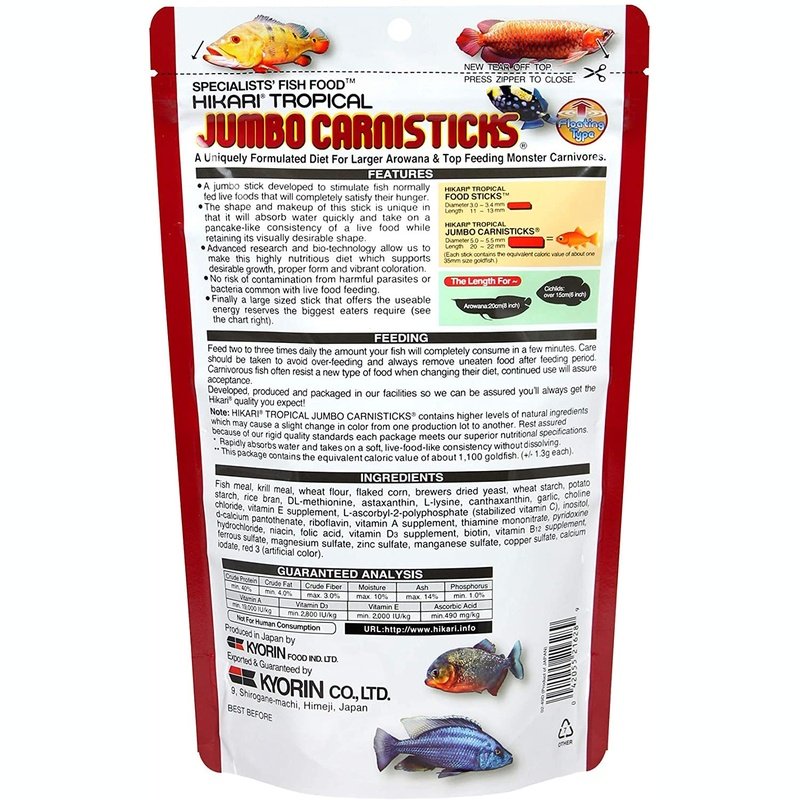 Hikari Jumbo Carnisticks Floating Stick Food - Aquatic Connect
